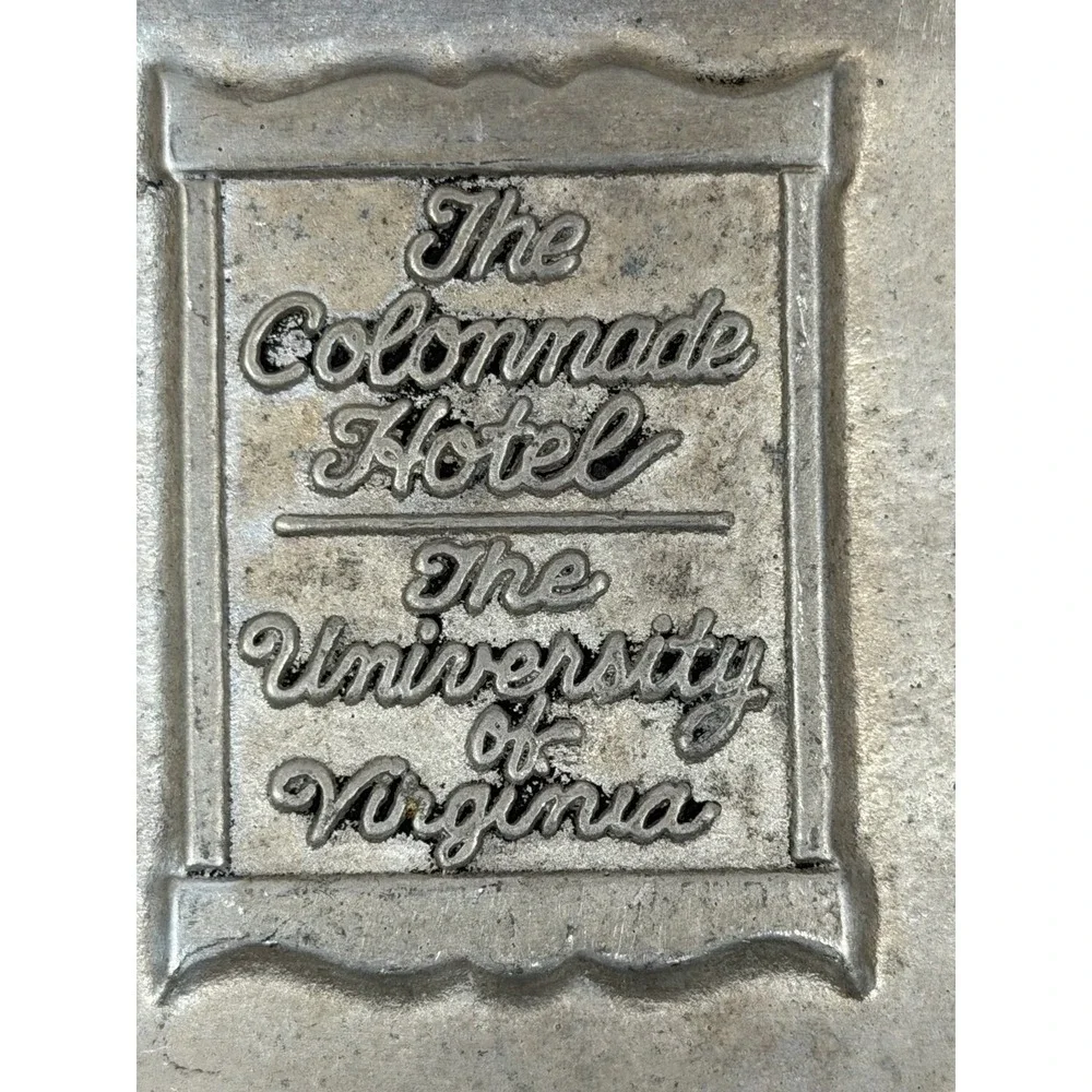 Vintage Pewter Ashtray Colonnade Hotel Virginia Old Money Retro Souvenir Decor